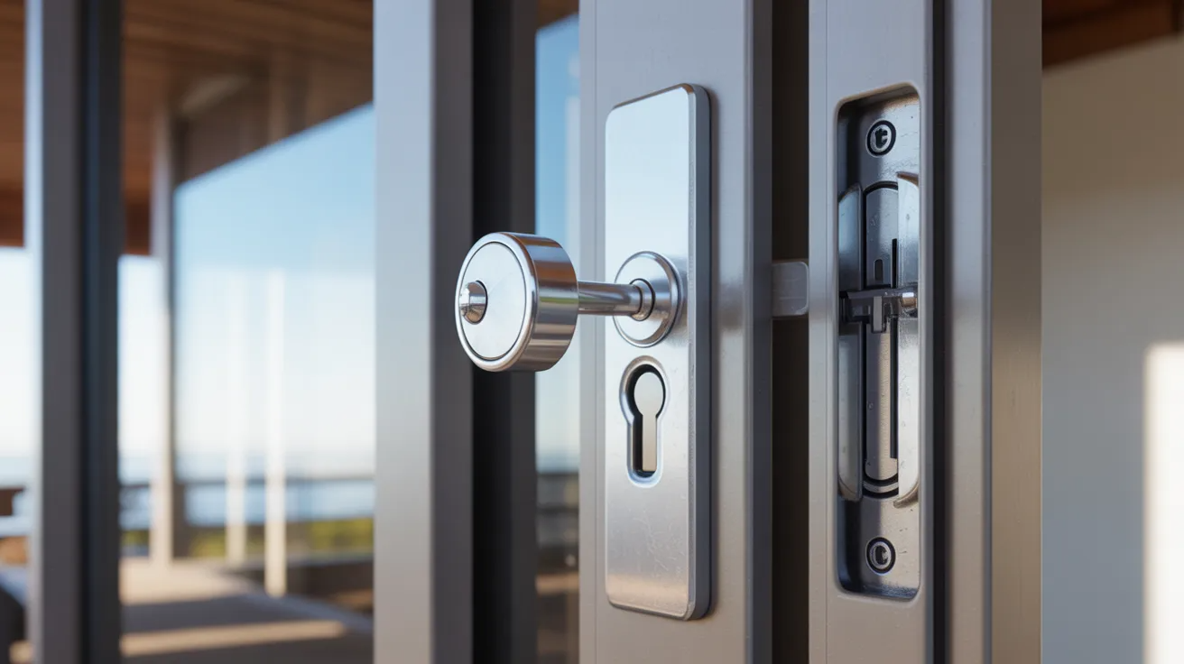 Keyed sliding door lock on glass patio door