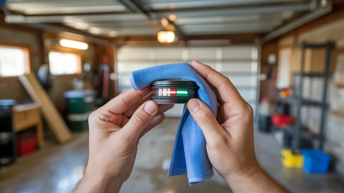 Cleaning and aligning garage door safety sensors