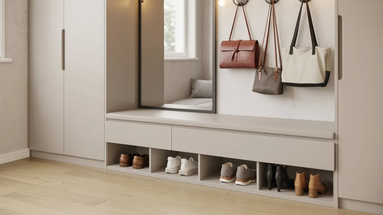 Clutter-free entryway with organized shoes and clean open space.