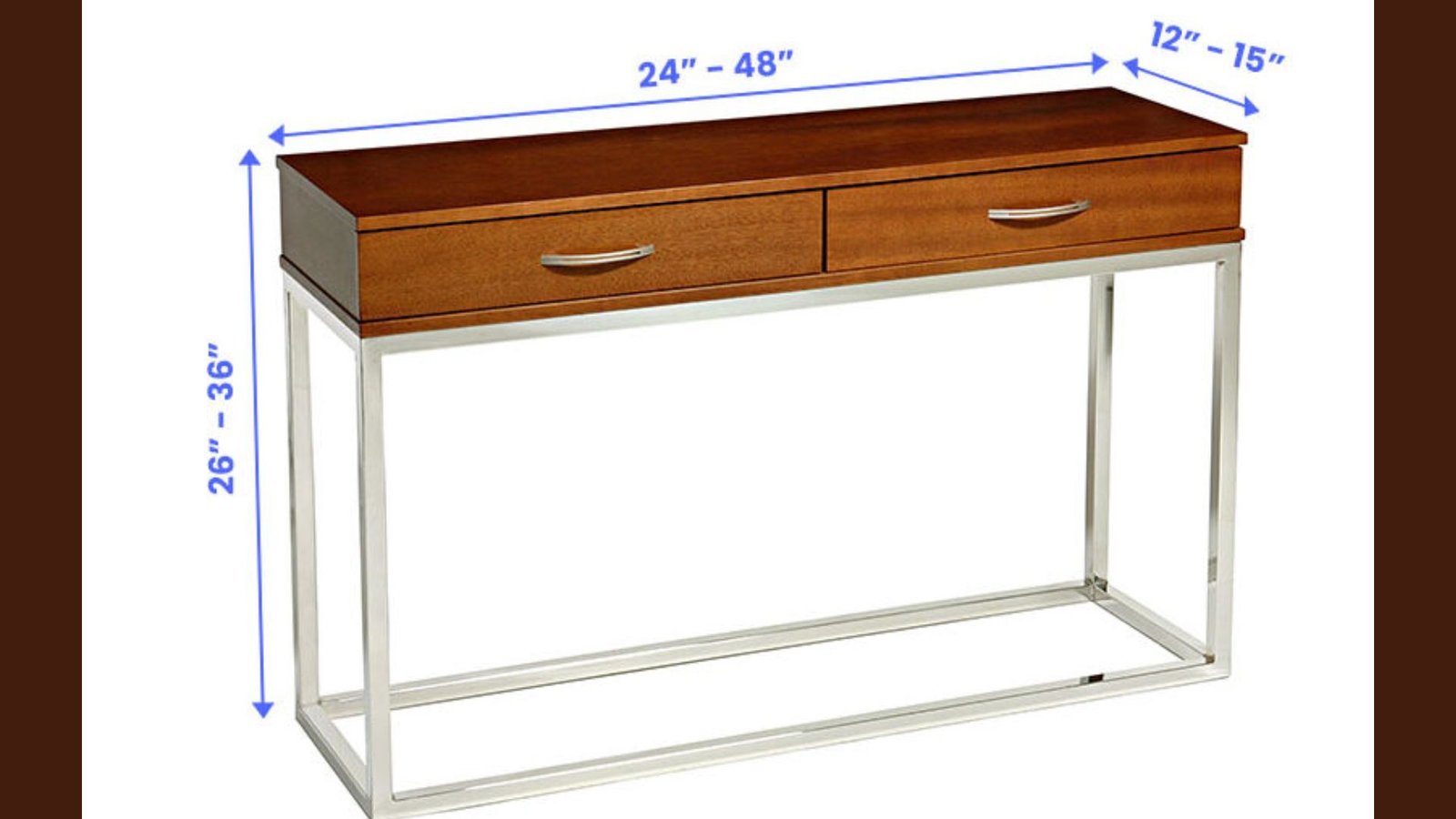 Entryway table height measurements displayed visually.