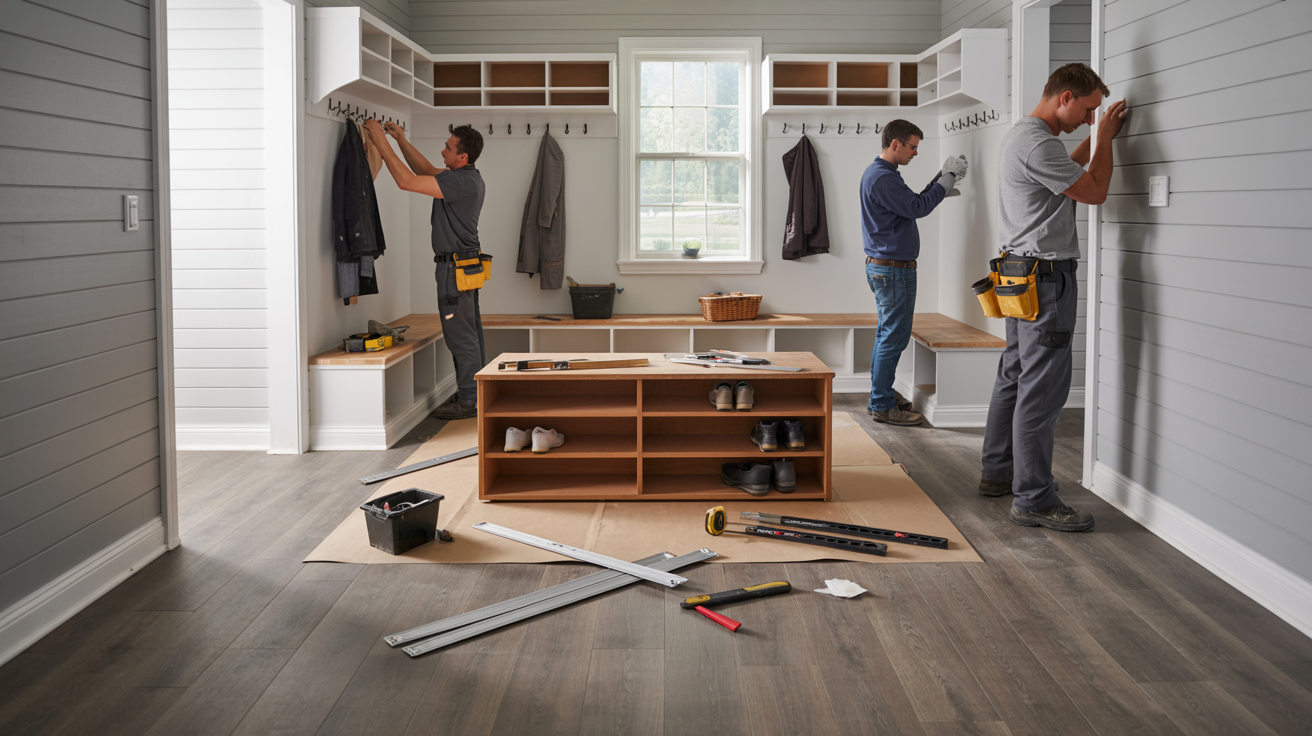 Basic setup process for an enclosed breezeway mudroom.