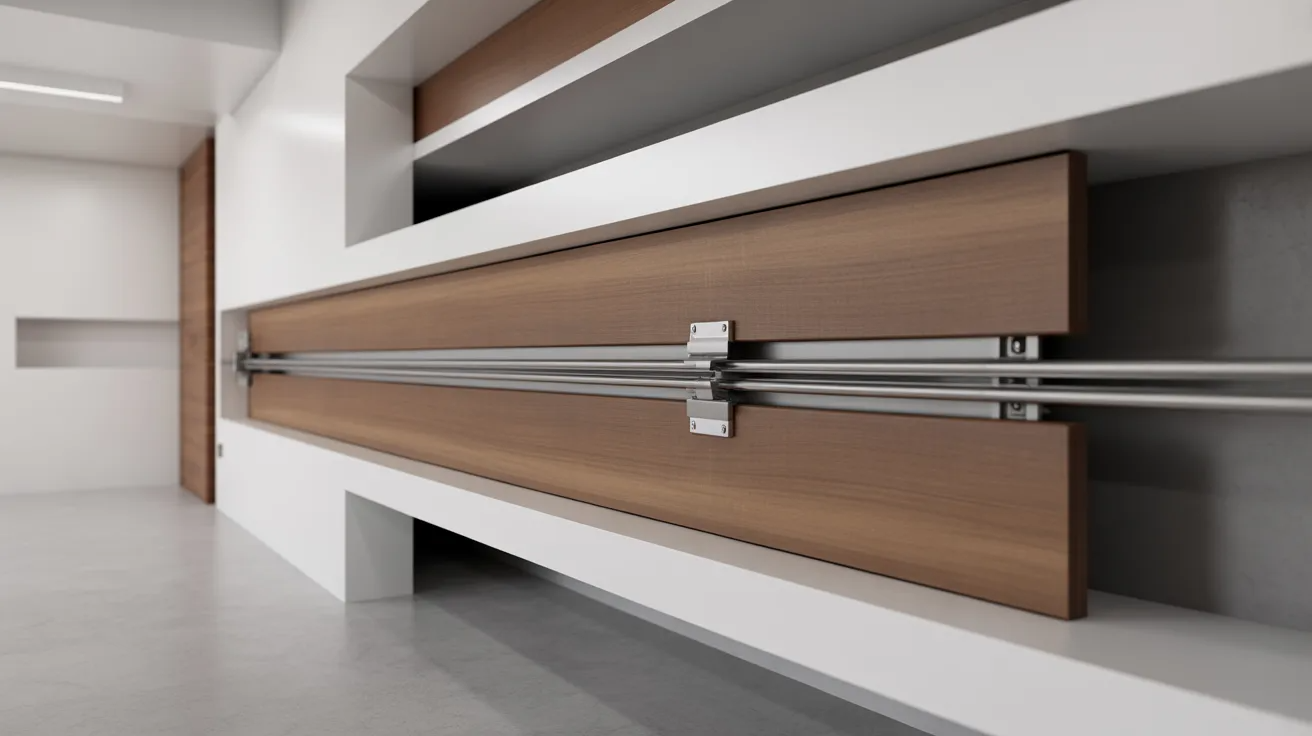 Pocket door sliding into a hidden wall cavity inside a modern home