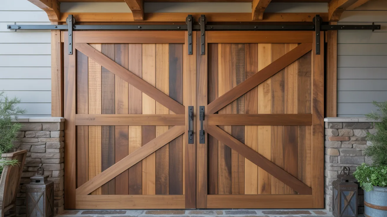 Custom barn door installed in a unique home entryway