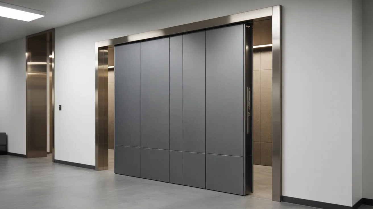 Fire-rated pocket door installed in a hallway for safety
