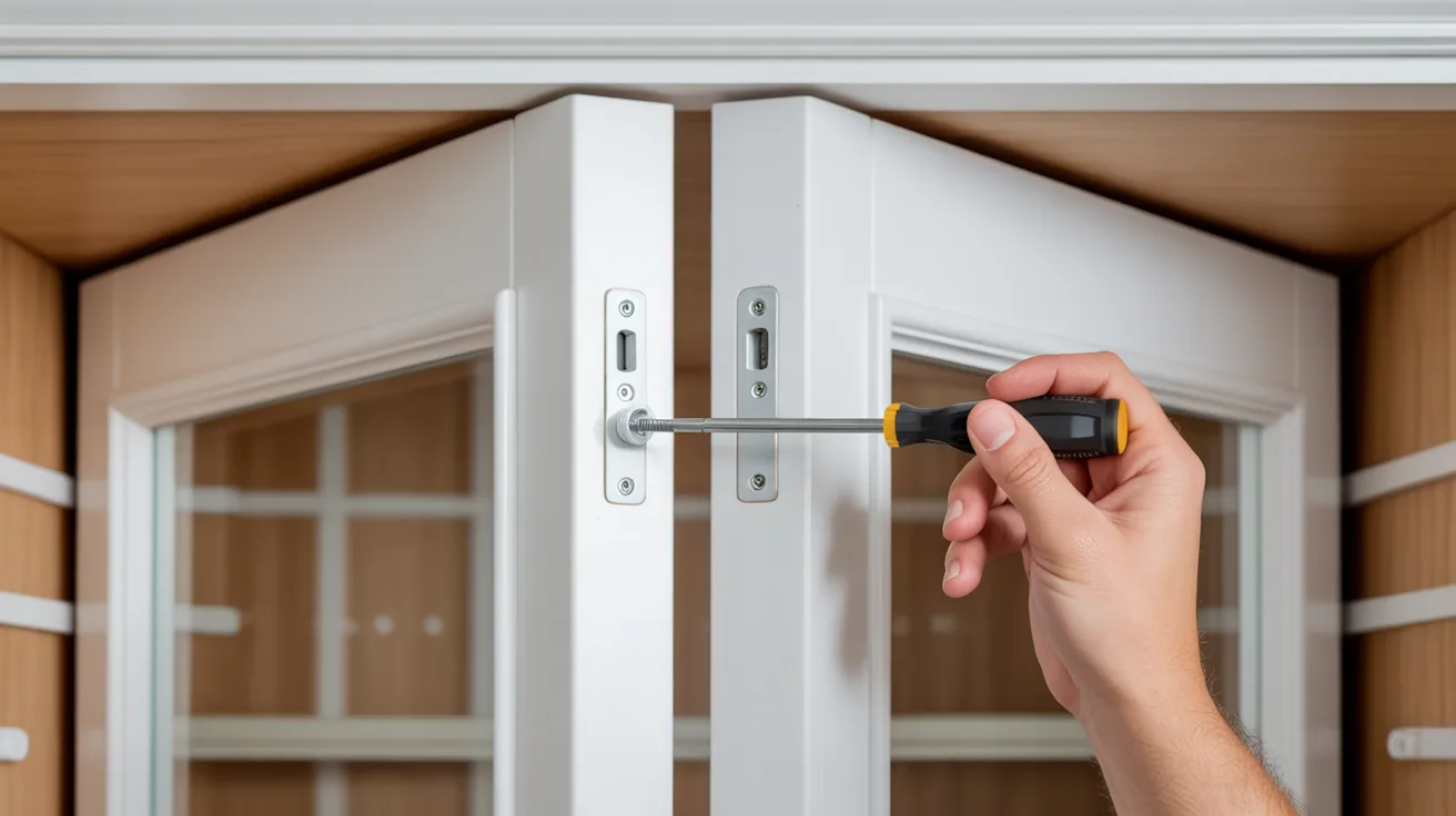 Fixing uneven gaps between bifold door panels by adjusting the top pivot height.