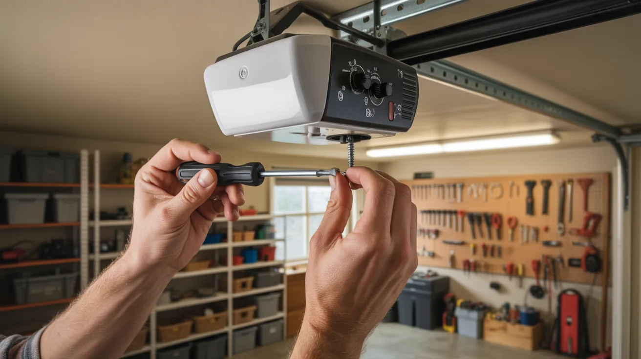Adjusting garage door opener travel and force setting