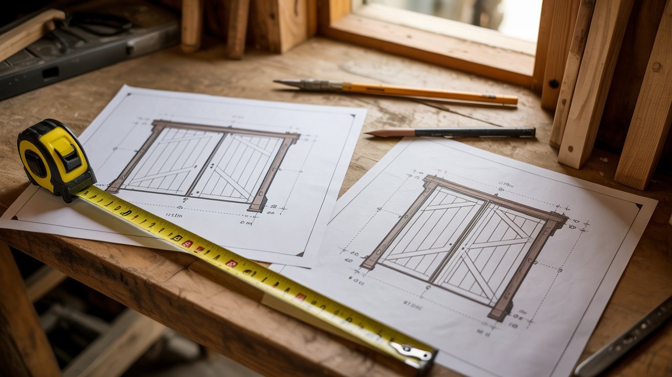 Calculating overlap and clearance gaps for smooth operation of double barn doors.