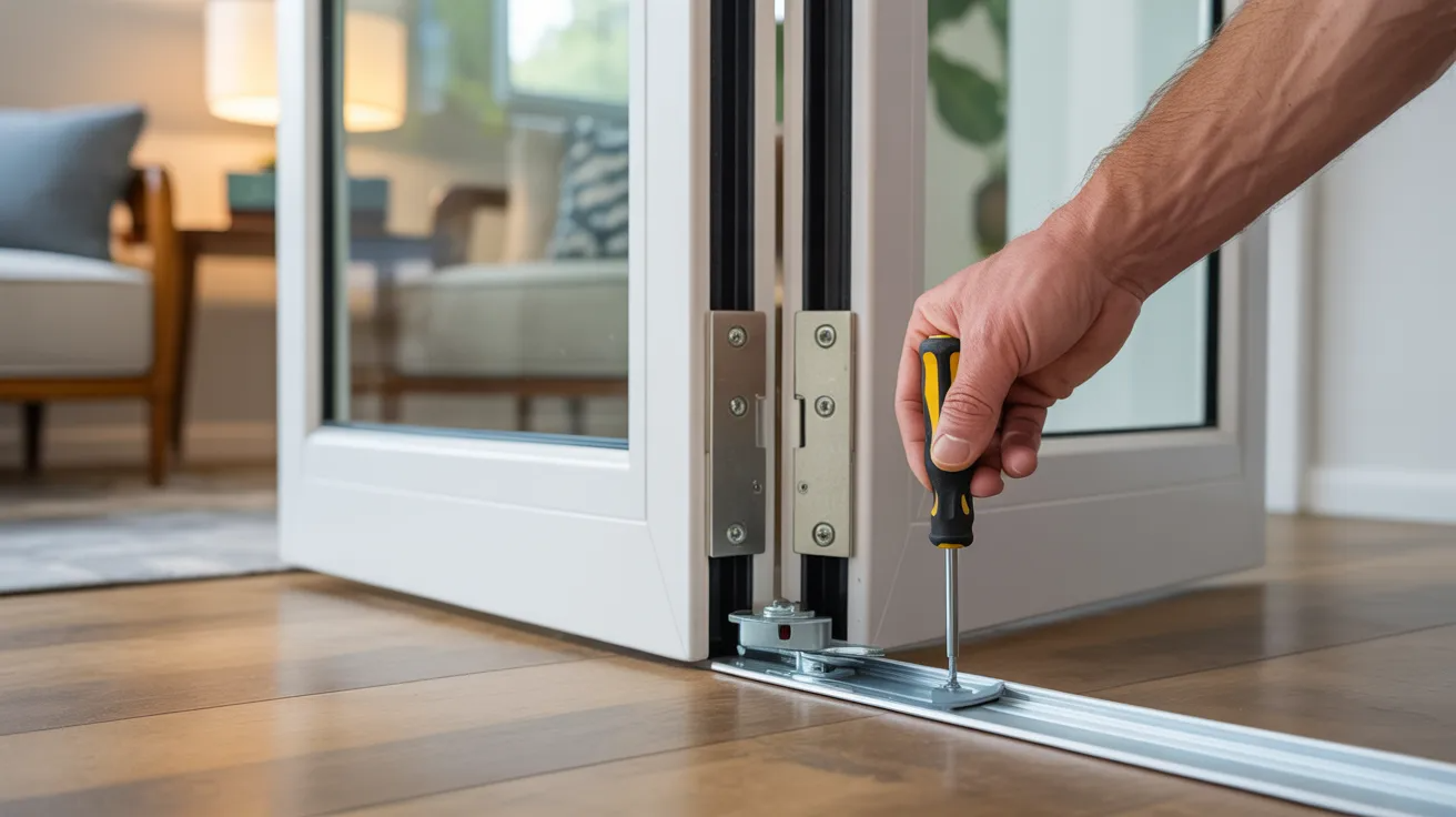 Adjusting the bottom pivot bracket to fix bifold doors rubbing against the floor.