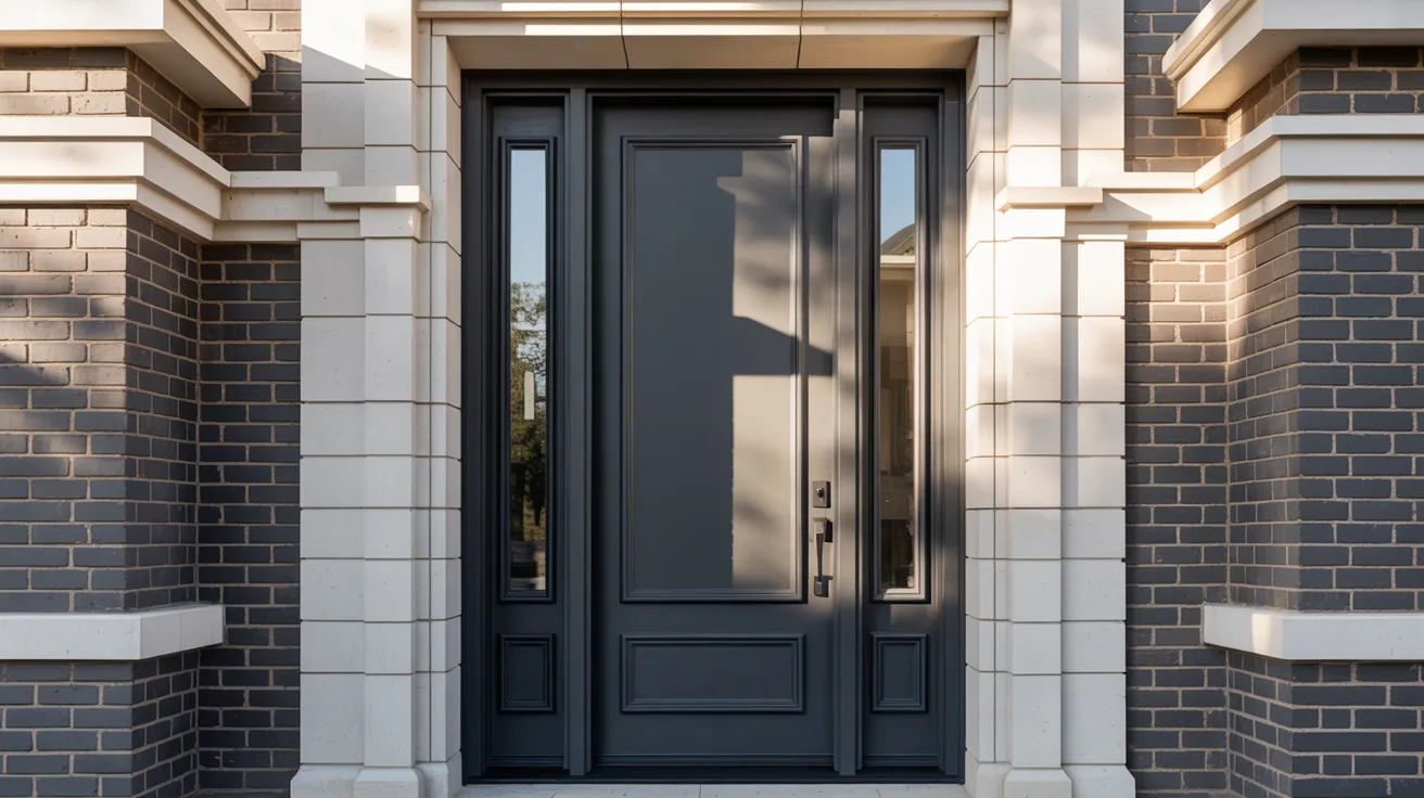 Realistic black front door showing power, authority, and timeless luxury home entrance style.