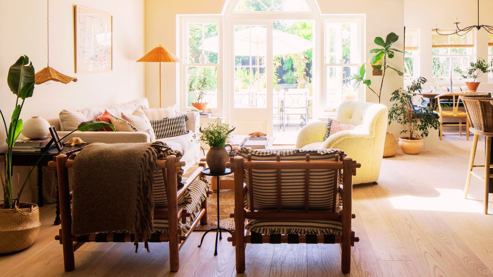 Living room with open center space and balanced layout.