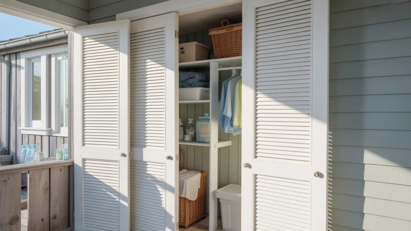 Laundry closet with modern sliding bypass doors.