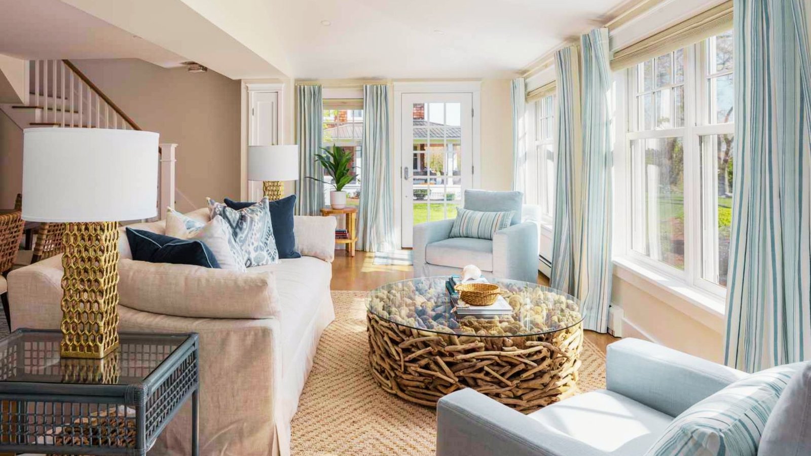 Small living room filled with bright natural sunlight.