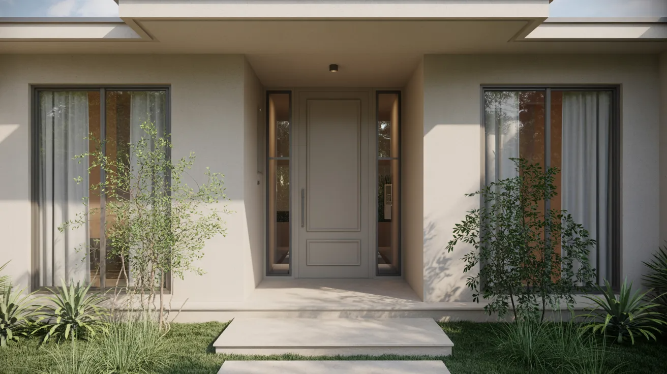 Feng shui front door with clean entryway, balanced design, and flowing positive energy atmosphere.