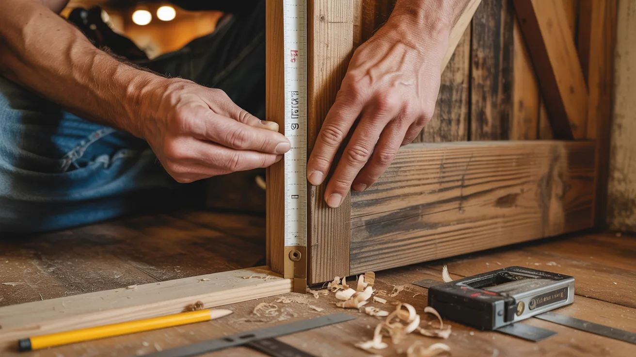 Measuring door trim and frame area for barn door overlap